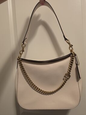 Coach Chalk Smooth Leather Signature Chain Hobo Shoulder Bag NWT 89178